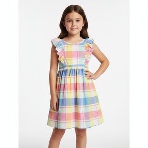Tommy Bahama Girls‎ Sundress Size S pink Plaid Ruffle spring summer cotton
